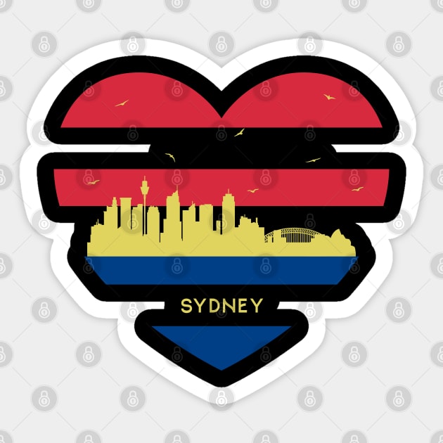 Australia Skyline cityscape Heart Shape Birds Flying Sydney Sticker by Msafi